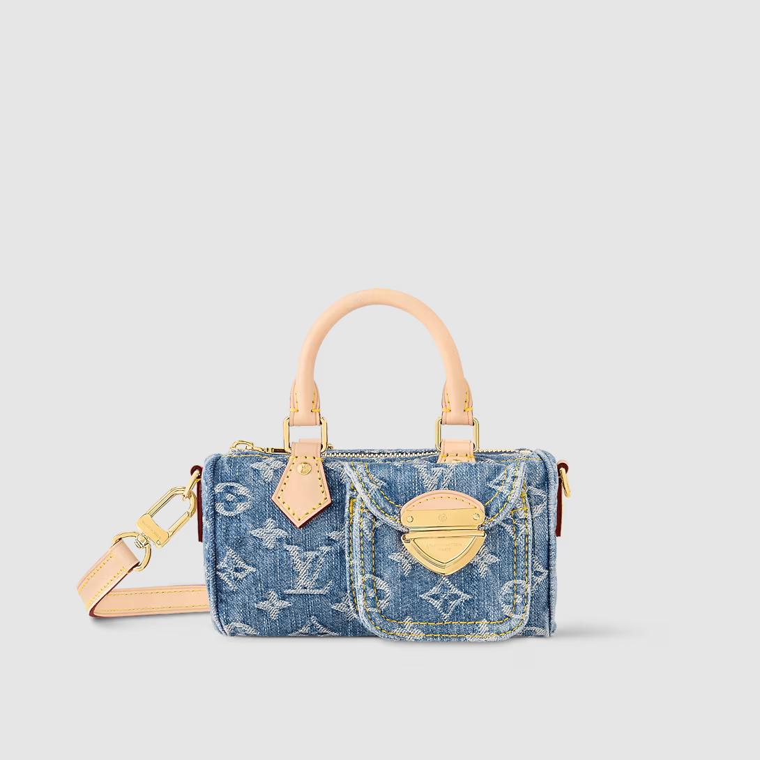 Túi Louis Vuitton Nano Speedy Monogram Denim Nữ Xanh Dương